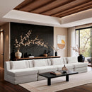  Manufacturer Color_Cream -- Stellar 152" Cream Chenille Fabric Upholstered 4 pc Modular Sofa IMAGE 2