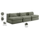  Meridian Stellar 114" Green Chenille Fabric Upholstered 3 pc Modular Sofa IMAGE 9