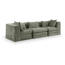  Meridian Stellar 114" Green Chenille Fabric Upholstered 3 pc Modular Sofa IMAGE 1