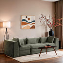  Manufacturer Color_Green -- Stellar 114" Green Chenille Fabric Upholstered 3 pc Modular Sofa IMAGE 2