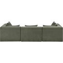  Meridian Stellar 114" Green Chenille Fabric Upholstered 3 pc Modular Sofa IMAGE 3