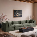  Manufacturer Color_Green -- Stellar 152" Green Chenille Fabric Upholstered 4 pc Modular Sofa IMAGE 2