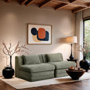  Meridian Stellar 76" Green Chenille Fabric Upholstered 2 pc Modular Loveseat IMAGE 2