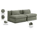  Manufacturer Color_Green -- Stellar 76" Green Chenille Fabric Upholstered 2 pc Modular Loveseat IMAGE 9