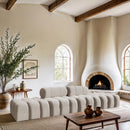  Manufacturer Color_Cream -- Ames 136" Cream Boucle Fabric Upholstered 4 pc Modular Sofa IMAGE 2
