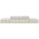  Meridian Ames 136" Cream Boucle Fabric Upholstered 4 pc Modular Sofa IMAGE 4