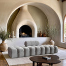  Meridian Ames 102" Grey Boucle Fabric Upholstered 3 pc Modular Sofa IMAGE 2