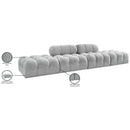  Meridian Ames 136" Grey Boucle Fabric Upholstered 4 pc Modular Sofa IMAGE 10