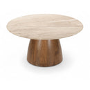  Meridian Liona Beige Marble And Mango Wood Coffee Table IMAGE 1