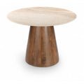  Color_Beige -- Meridian Round Liona Dining Table with Marble Top and Pedestal Base IMAGE 1