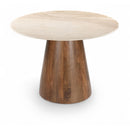  Color_Beige -- Meridian Round Liona Dining Table with Marble Top and Pedestal Base IMAGE 1