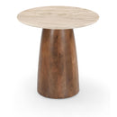  Meridian Liona Beige Marble And Mango Wood End Table IMAGE 1