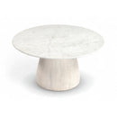  Meridian Liona White Marble And Mango Wood Coffee Table IMAGE 1