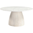  Meridian Liona White Marble And Mango Wood Coffee Table IMAGE 4