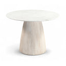  Color_White -- Liona 42" White Marble And Mango Wood Dining Table IMAGE 1