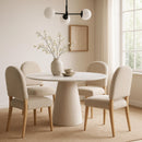  Color_White -- Liona 42" White Marble And Mango Wood Dining Table IMAGE 2