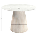  Color_White -- Liona 42" White Marble And Mango Wood Dining Table IMAGE 6