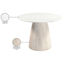  Color_White -- Liona 42" White Marble And Mango Wood Dining Table IMAGE 7