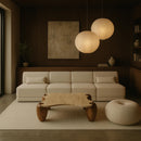  Meridian Liona Beige Marble And Acacia Wood Coffee Table IMAGE 2
