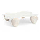 Meridian Liona White Marble And Acacia Wood Coffee Table IMAGE 1