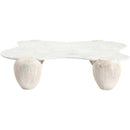 Meridian Liona White Marble And Acacia Wood Coffee Table IMAGE 4