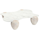 Meridian Liona White Marble And Acacia Wood Coffee Table IMAGE 6