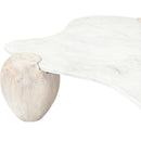  Meridian Liona White Marble And Acacia Wood Coffee Table IMAGE 7