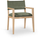  Meridian Avon Olive Linen Textured Performance Fabric Upholstered Dining Arm Chair IMAGE 1