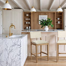  Color_Cream -- Avon Cream Linen Textured Performance Fabric Upholstered Counter Stool IMAGE 2