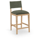  Color_Olive -- Avon Olive Linen Textured Performance Fabric Upholstered Counter Stool IMAGE 1