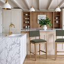  Color_Olive -- Avon Olive Linen Textured Performance Fabric Upholstered Counter Stool IMAGE 2