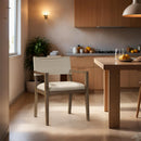  Meridian Avon Beige Linen Textured Performance Fabric Upholstered Dining Arm Chair IMAGE 2