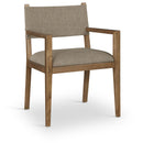  Color_Brown -- Avon Brown Linen Textured Performance Fabric Upholstered Dining Arm Chair IMAGE 1