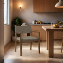  Color_Brown -- Avon Brown Linen Textured Performance Fabric Upholstered Dining Arm Chair IMAGE 2