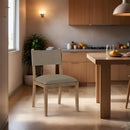  Color_Brown -- Avon Brown Linen Textured Performance Fabric Upholstered Dining Side Chair IMAGE 2