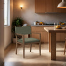  Color_Olive -- Avon Olive Linen Textured Performance Fabric Upholstered Dining Arm Chair IMAGE 2