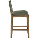  Color_Olive -- Avon Olive Linen Textured Performance Fabric Upholstered Counter Stool IMAGE 3