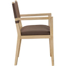  Color_Brown -- Avon Brown Vegan Leather Dining Arm Chair IMAGE 4