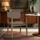  Color_Brown -- Avon Brown Vegan Leather Dining Arm Chair IMAGE 2