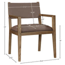  Color_Brown -- Avon Brown Vegan Leather Dining Arm Chair IMAGE 8