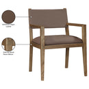  Color_Brown -- Avon Brown Vegan Leather Dining Arm Chair IMAGE 9