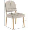 Meridian Varinelle Cream Velvet Performance Fabric Upholstered Dining Chair IMAGE 9