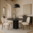  Meridian Varinelle Cream Velvet Performance Fabric Upholstered Dining Chair IMAGE 2