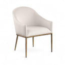  Meridian Ferro Beige Linen Textured Performance Fabric Upholstered Dining Arm Chair IMAGE 1