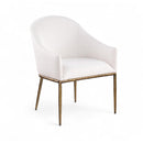  Color_Cream -- Ferro Cream Linen Textured Performance Fabric Upholstered Dining Arm Chair IMAGE 1