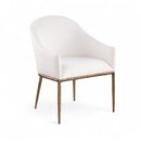  Meridian Ferro Cream Linen Textured Performance Fabric Upholstered Dining Arm Chair IMAGE 1