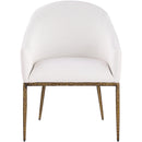  Color_Cream -- Ferro Cream Linen Textured Performance Fabric Upholstered Dining Arm Chair IMAGE 2