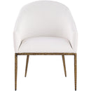  Meridian Ferro Cream Linen Textured Performance Fabric Upholstered Dining Arm Chair IMAGE 2