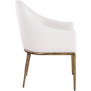  Color_Cream -- Ferro Cream Linen Textured Performance Fabric Upholstered Dining Arm Chair IMAGE 4