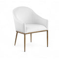  Color_White -- Ferro White Linen Textured Performance Fabric Upholstered Dining Arm Chair IMAGE 1